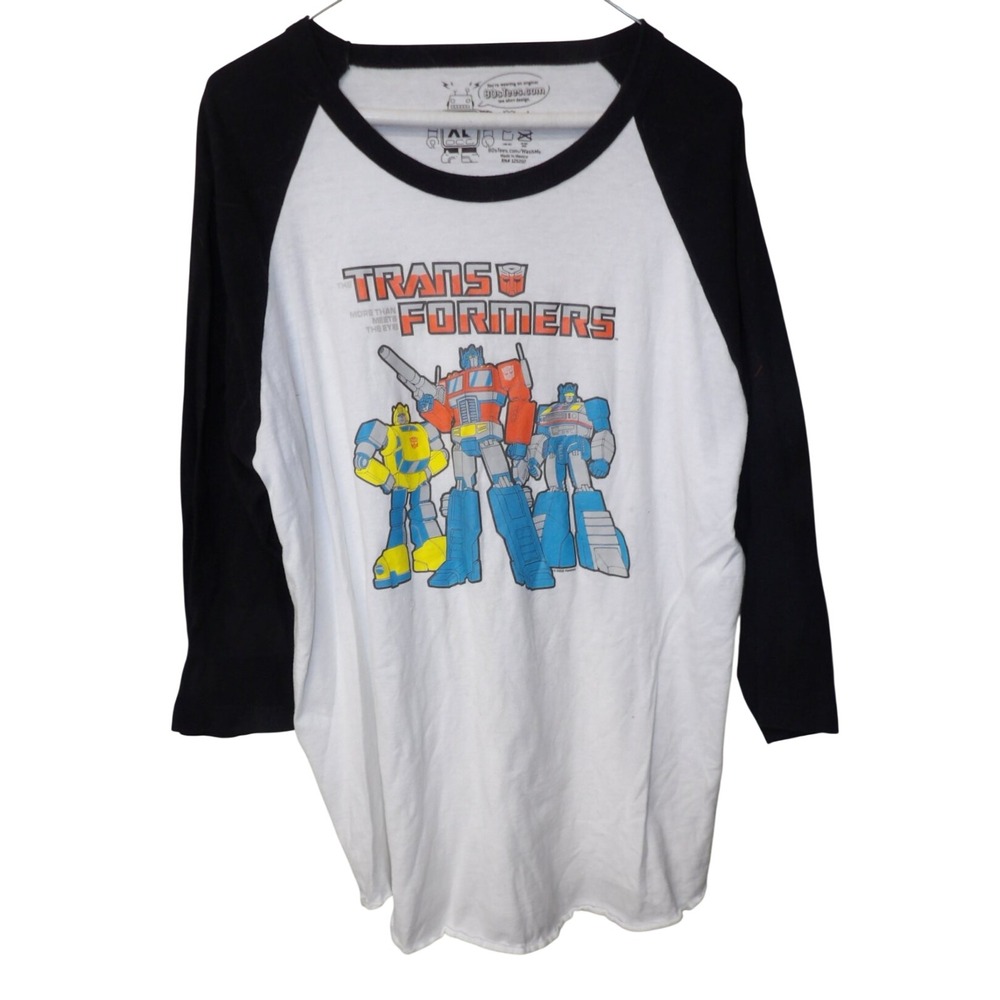 Transformers 80sTees Raglan Baseball Shirt Optimus Prime Bumblebee XL
